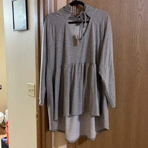 Long sleeve grey tunic hoodie